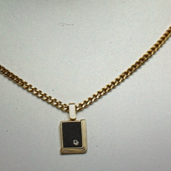 Christian Dior Dior Plate Necklace Gold and Black Made in Germany